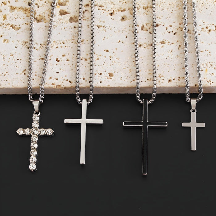 Wholesale Necklace accessories, street stainless steel full diamond cross collarbone chain wholesale
