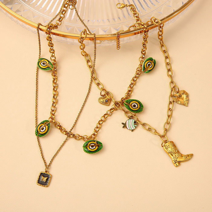 Wholesale Original design of stainless steel necklace with pendant, fashionable and personalized pendant, color preserving necklace