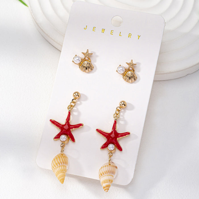 Wholesale Starfish,  Palm Tree,  Conch Earring Set