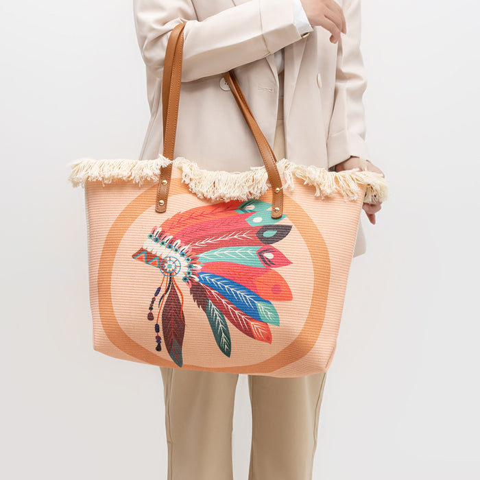 Wholesale Commuter Shoulder Bag Printed Tote Bag Niche Design Bohemian Canvas Women's Bag