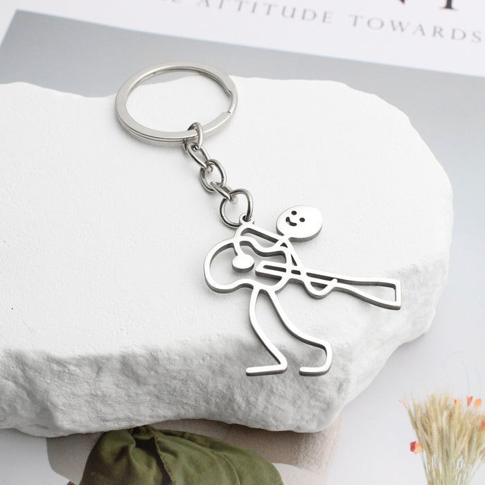 Wholesale Stainless steel keychain sports matchstick couple style keychain funny accessories