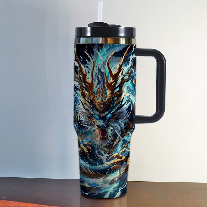 Wholesale 3D Neon Dragon Pattern Handle of Thermos Cup - Dark Magical Dragon Design