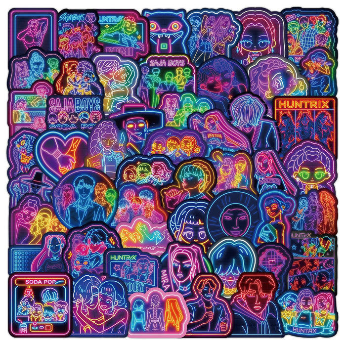 Wholesale 50 Kpop Hunter Girl Group Stickers Night Neon DIY Graffiti Personalized Cross-Border Creative Car Stickers