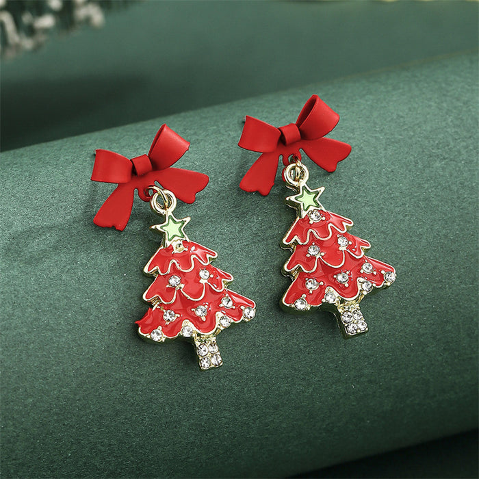 Wholesale New Christmas Earrings Cartoon Cute Creative Geometric Asymmetrical Christmas Tree Elk Earrings