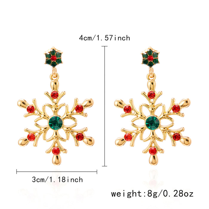 Wholesale Christmas Ornaments Diamond Snowflake Earrings