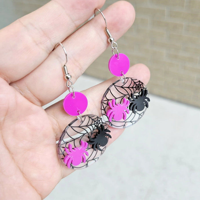 Wholesale Halloween Acrylic Spider Web Bat Earrings JDC-ES-XuePa009