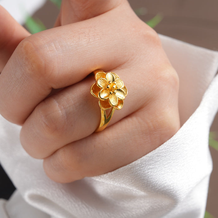 Wholesale Sand gold imitation brass gold-plated open adjustable ring