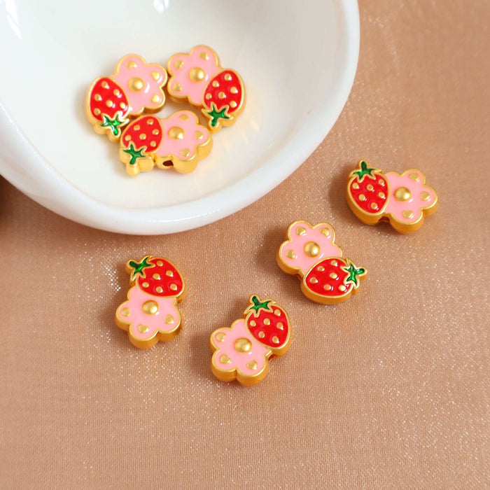 Wholesale Cartoon matte gold flower straight hole loose bead handmade DIY bracelet necklace bead