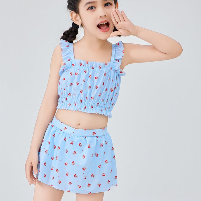 Wholesale New children's swimsuit, girls' hot spring, big children's split cute floral dress, new swimsuit, children's swimsuit