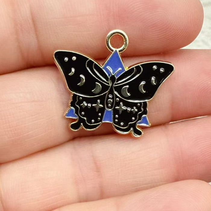 Wholesale 10pcs Colorful Alloy Butterfly and Moth DIY Bracelet Necklace Keychain Pendant