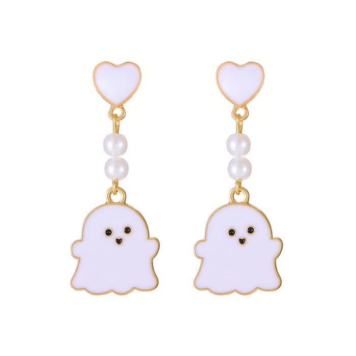 Wholesale Cartoon color oil dripping ghost necklace black and white ghost pendant personality simple cool niche  jewelry