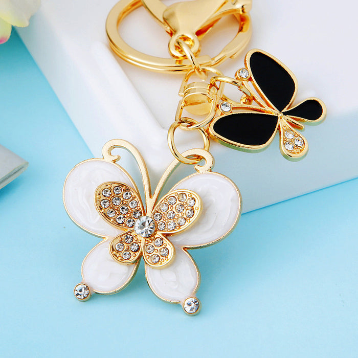 Wholesale Butterfly Car Keychain Pendant Metal Keychain Ring Creative New Diamond Pendant Gift