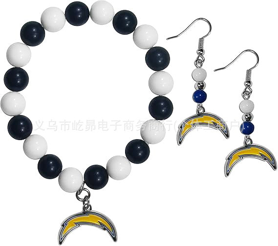 Wholesale Football Colored Candy Acrylic Bead Bracelet Earring Set