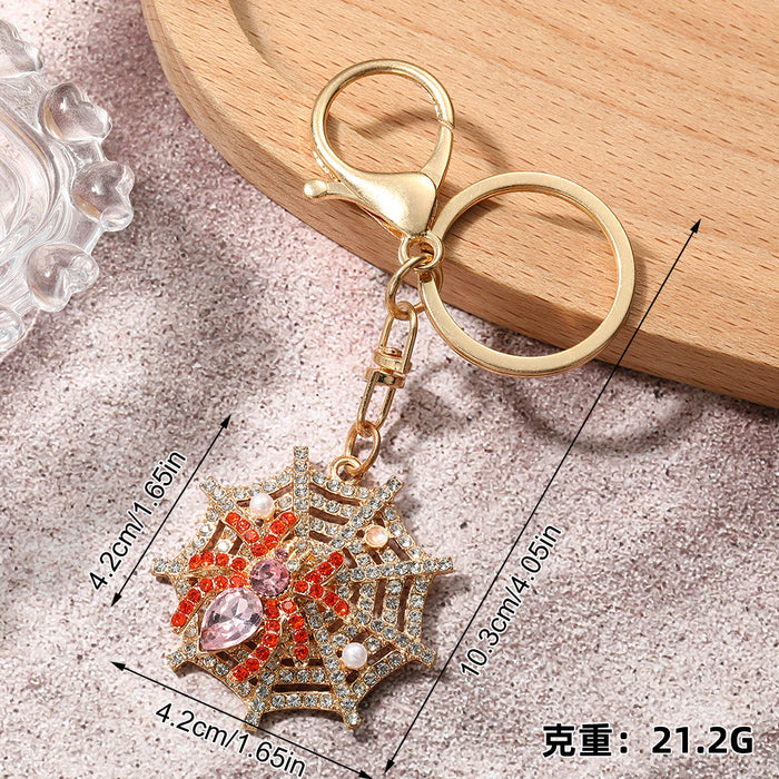 Wholesale Vintage Pumpkin Full Rhinestone Keychain Zinc Alloy Car Key Accessory