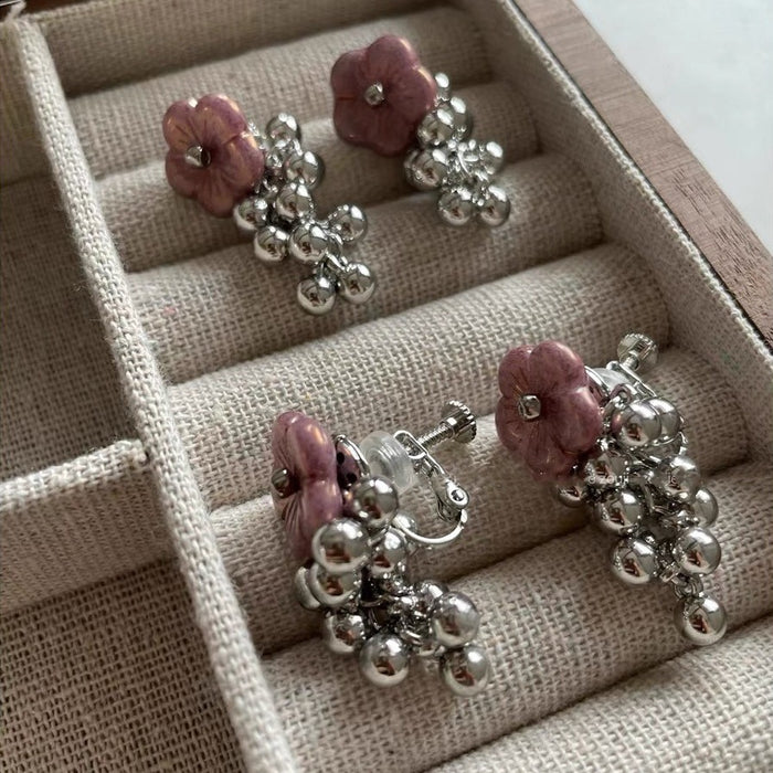 Wholesale Design flower handmade bead earrings, silver ear studs, ear clips for women