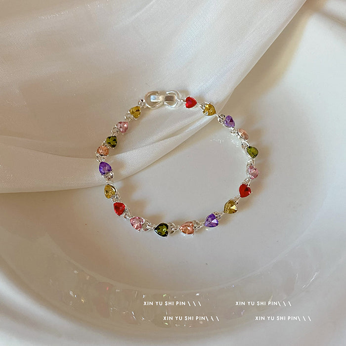 Wholesale Colorful Zircon Love Bracelet with Light Luxury and Fashionable Micro Inlaid Zircon Hand Accessories