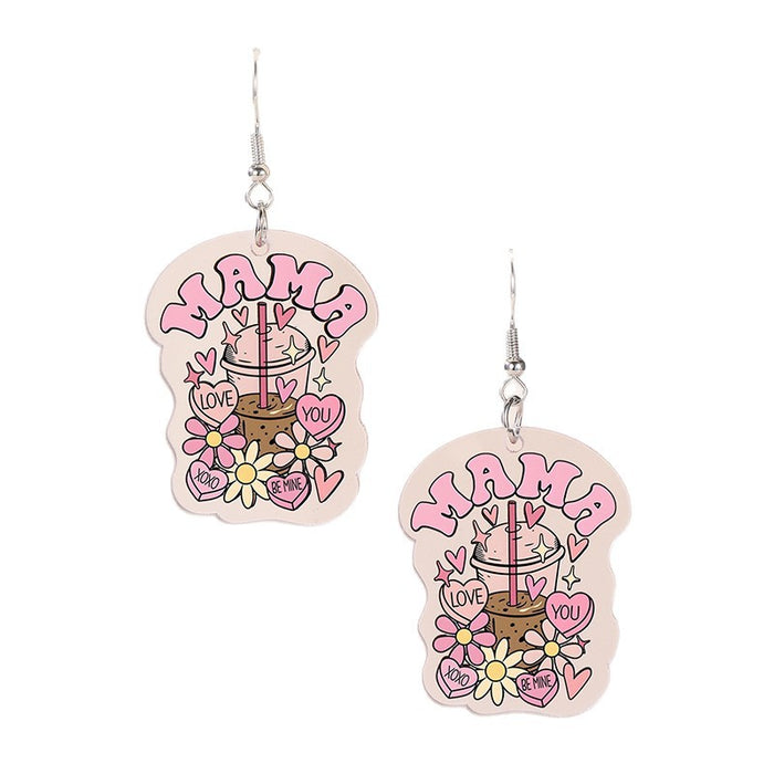 Wholesale New 2D Printed Board Flowers Mother's Day MOM Gift Earrings Women's Accessories