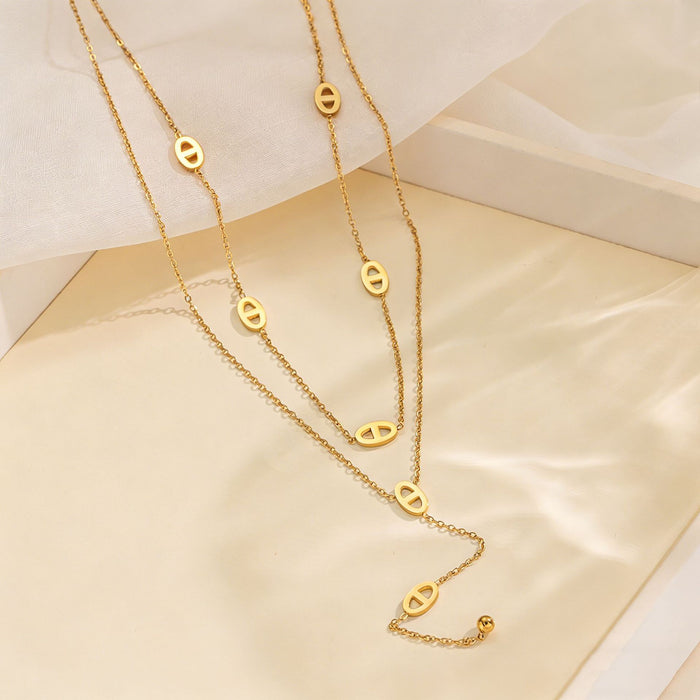 Wholesale 2pcs Luxury Double-Layer Exquisite Clavicle Chain Necklace