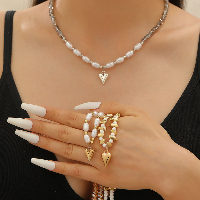 Wholesale Simple irregular patchwork heart necklace