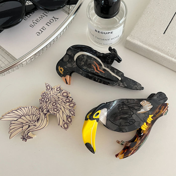 Wholesale Bird acetate clip woodpecker hairpin peacock animal hairpin creative all-match large shark clip hair accessories