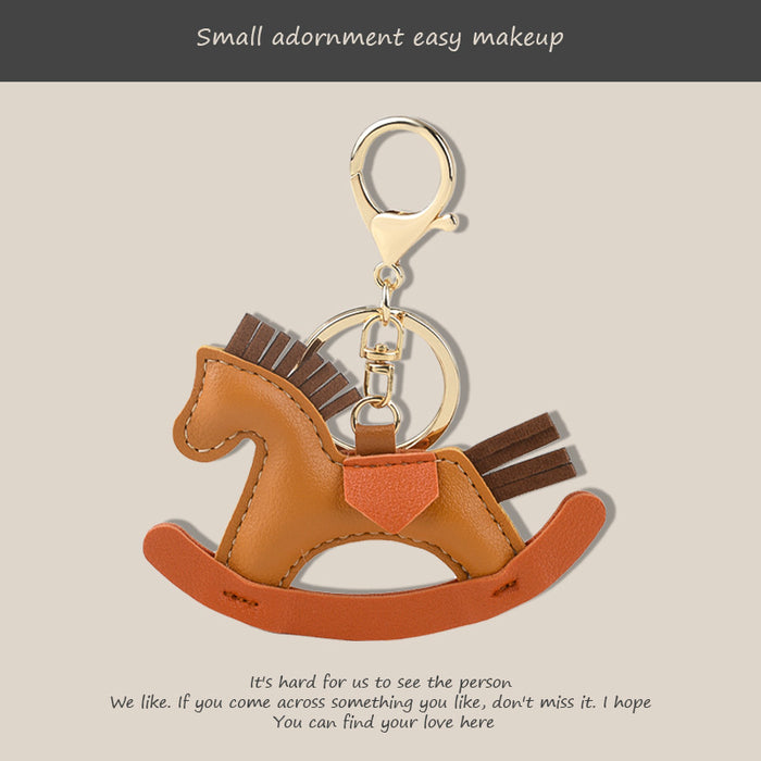 Wholesale pony pendant cartoon horse leather pendant handmade leather bag pendant