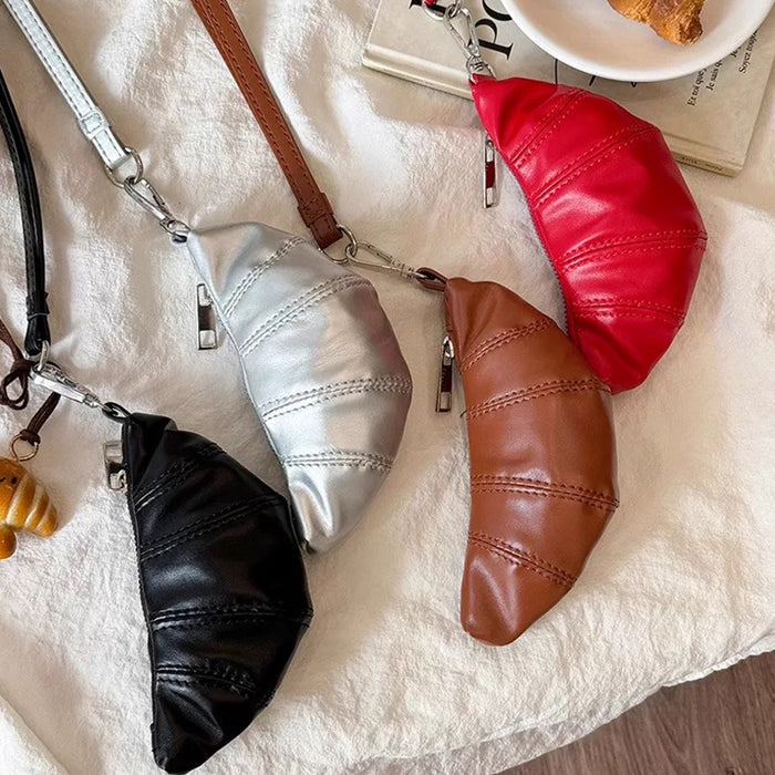 Wholesale Necklace Soft Leather Horn Bag Key Bag  Texture Mini Dumpling Bag Pendant Necklace