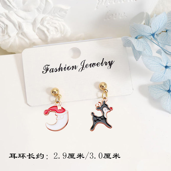 Wholesale S925 Silver Post Christmas Earrings Santa Deer Snowflake Studs for Women Party Gift Fashion Accessory