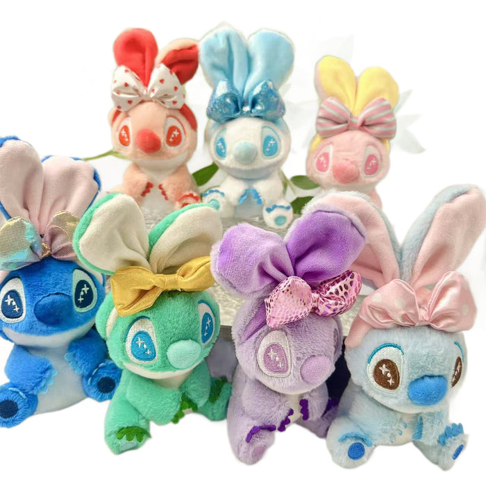 Wholesale Alien Cartoon Character with Bowknot Colorful Big Ears Doll Cute Plush Keychain Schoolbag Charm