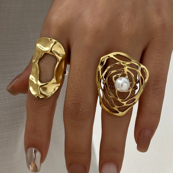 Wholesale Flower Sun Spiral Stainless Steel Open Ring Chic Fashion Jewelry Accessory