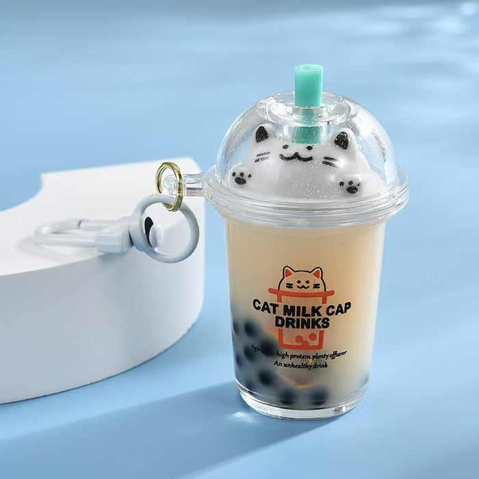 Wholesale Quicksand Cat Bubble Tea Keychain