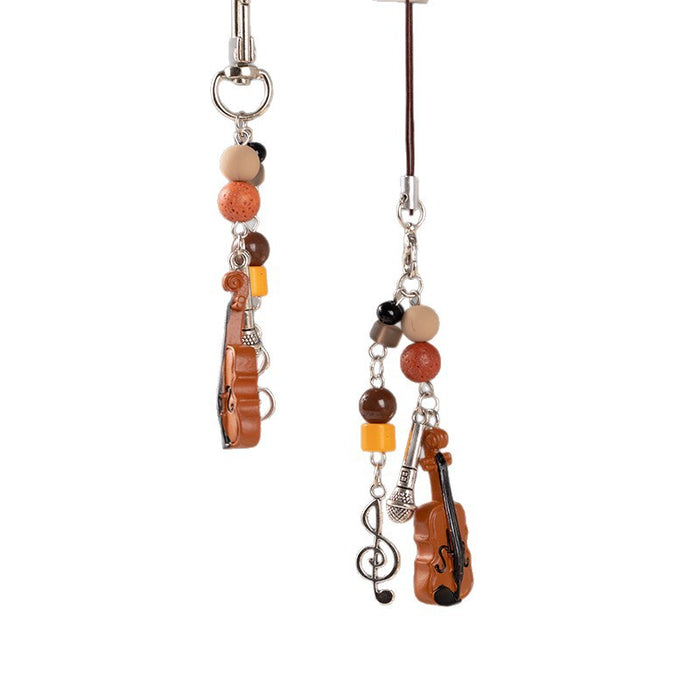 Wholesale Violin Beaded Mobile Phone Chain Decoration Pendant Bag Pendant Key Chain