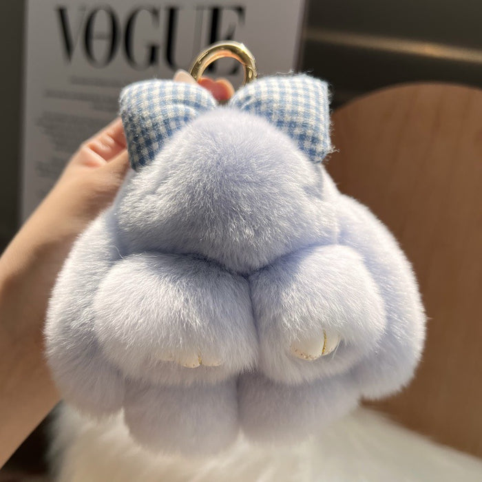 Wholesale Cute Otter Rabbit Hair Bow Car Keychain Pendant Plush Doll Book Bag Pendant