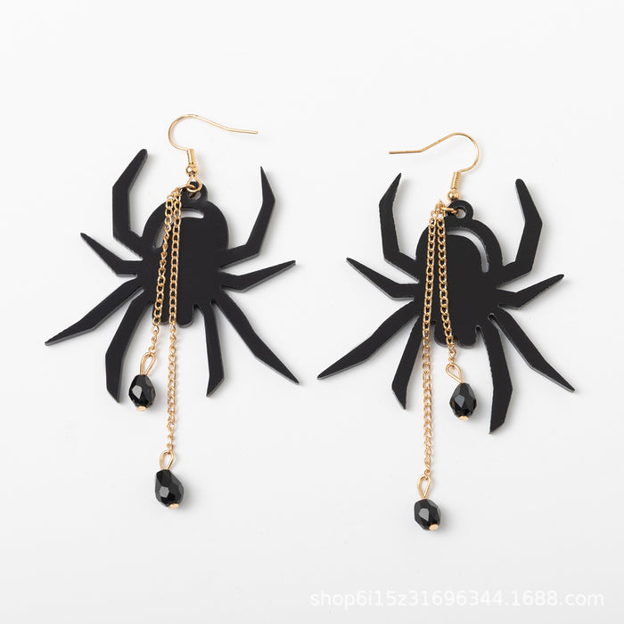 Wholesale Halloween Black Spider Alloy Earrings JDC-ES-LiRan001