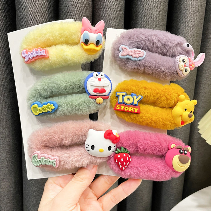 Wholesale Cute plush cartoon side clip hair clip
