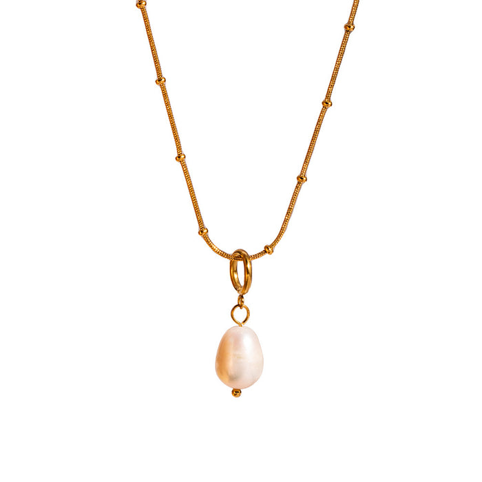 Wholesale Pearl pendant necklace, minimalist style, light luxury necklace, stainless steel collarbone chain accessory