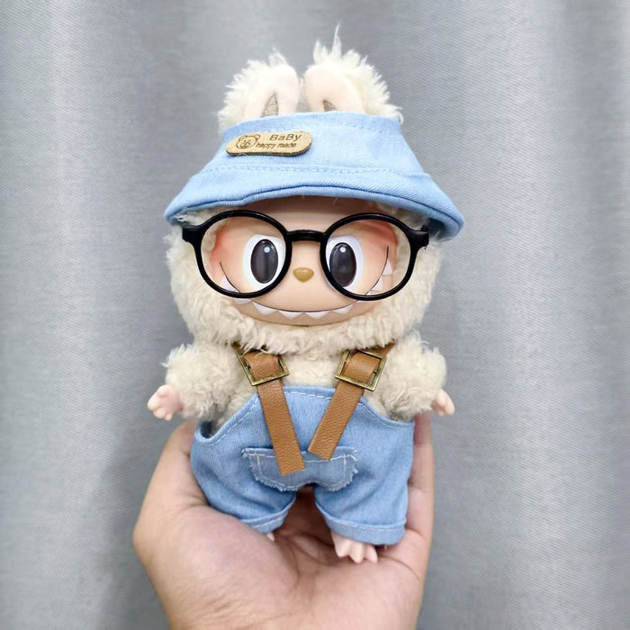 Wholesale Sitting Party Doll Clothes Cola  Vinyl Clothes Fisherman Hat Overalls Set