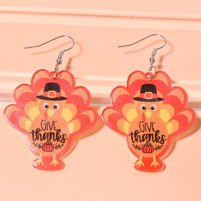 Wholesale Thanksgiving Cartoon Turkey Acrylic Earrings JDC-ES-Xunt005