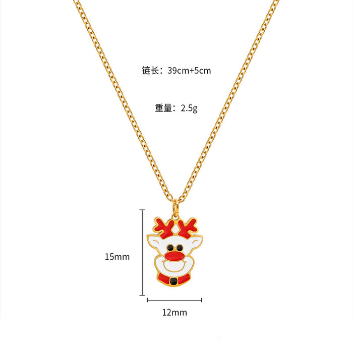 Wholesale Christmas Cartoon Oil Dripping Creative Design Necklace