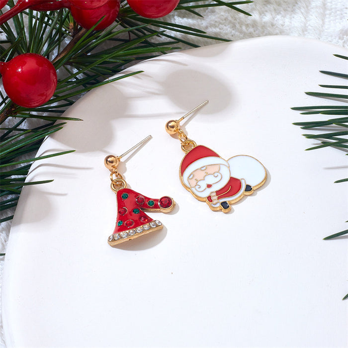 Wholesale Chic Christmas Earrings Deer Bell Santa Short Drop Metal Plated Jewelry Accessory