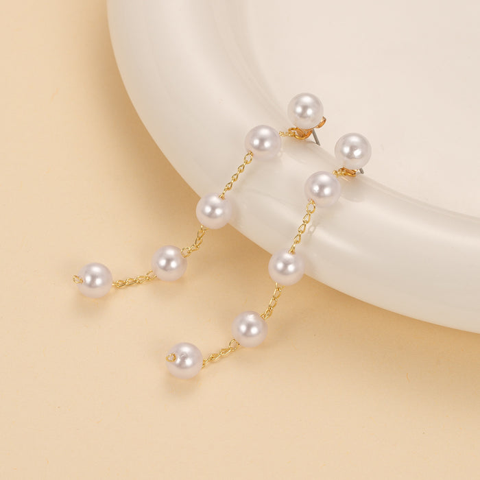 Wholesale Pearl Earrings, a Pair of Pendant Earrings, Long Pearl Chain Tassel Earrings