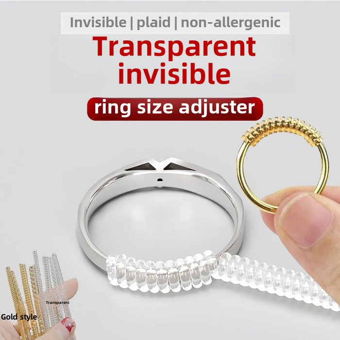 Wholesale Gold transparent plastic invisible ring size spring rope transparent ring adjuster