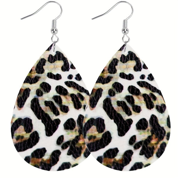 Wholesale Classic Holiday Style Leopard Print Cow Pattern Women' s Leather Earrings Double-Sided Printing Random Pattern