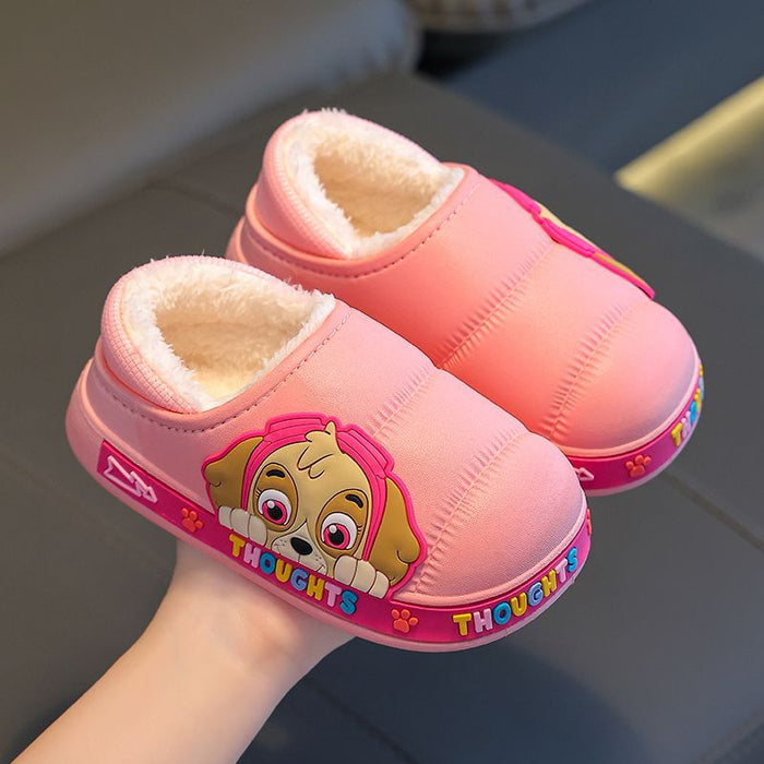 Wholesale Children's Cotton Slippers with Heels Warm and Plush Waterproof Furry Baby Cotton Shoes for Small and Medium-sized Children JDC-SP-Langd002