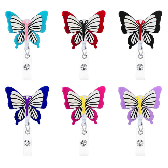 Wholesale Acrylic Butterfly Retractable Easy-pull Buckle Lanyard Keychain JDC-KC-CHai002