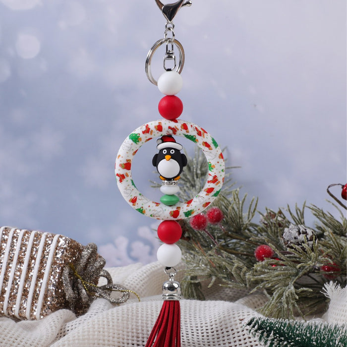 Wholesale Silicone Santa Christmas Keychain Charm Fashion Accessory Gift for Party MOQ≥2