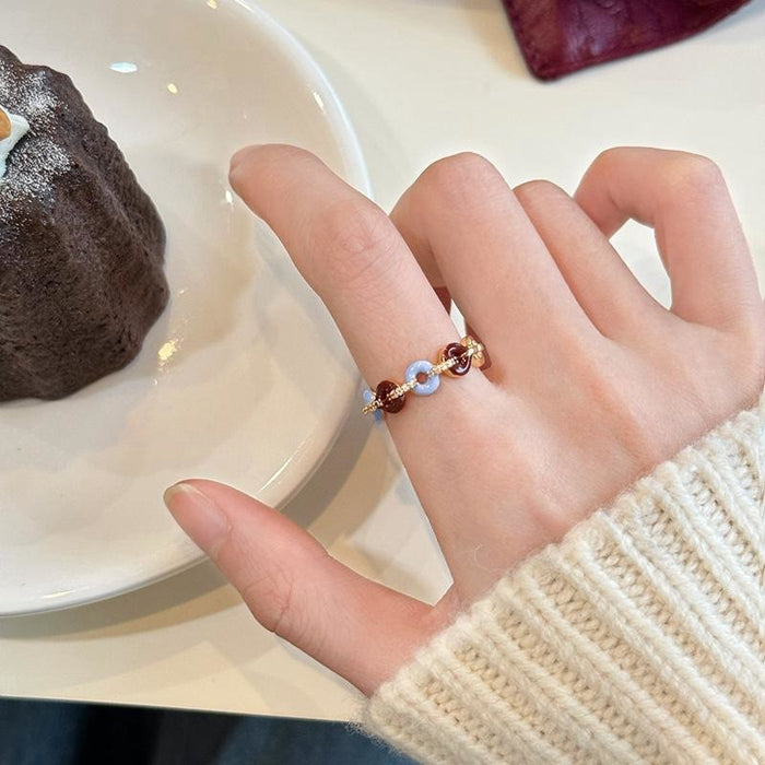 Wholesale Pearl ring, women's autumn and winter cute cartoon high-end feeling, index finger ring, children's fun ring