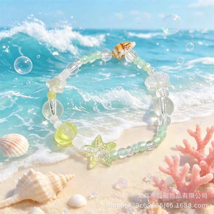 Wholesale Ocean Wind Glass Shell Beaded Bracelet Trendy Fashion Accessory