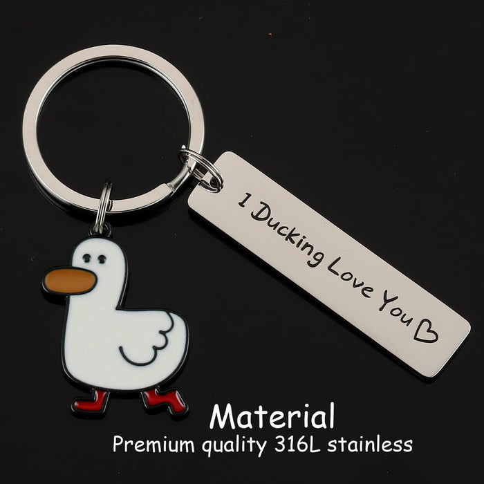 Wholesale Amazon direct supply cute pet duck stainless steel keychain creative little duck key chain student backpack pendant