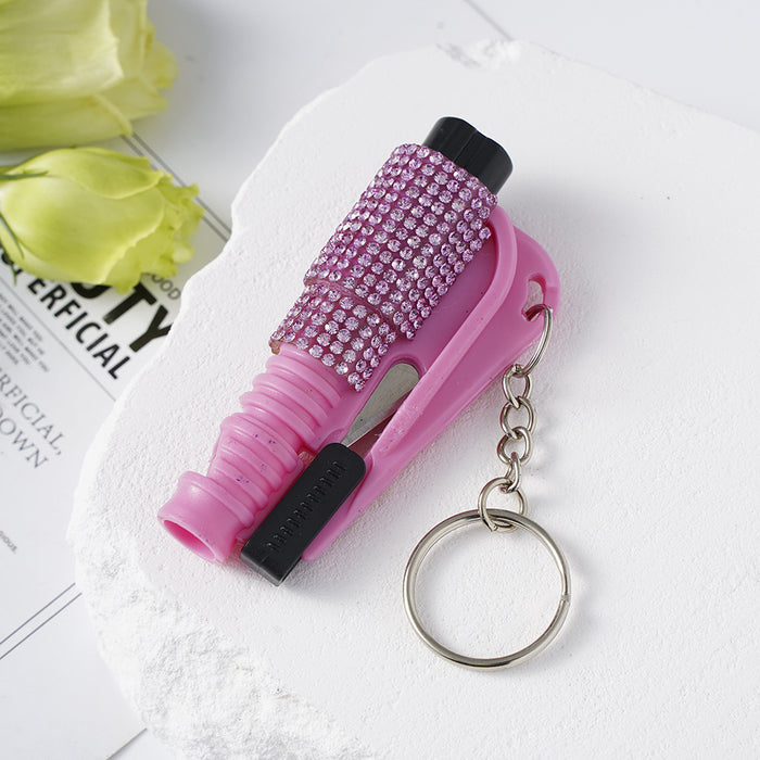 Wholesale Diamond-studded Plastic 2-in-1 Mini Window Breaker Keychain JDC-KC-ZY029