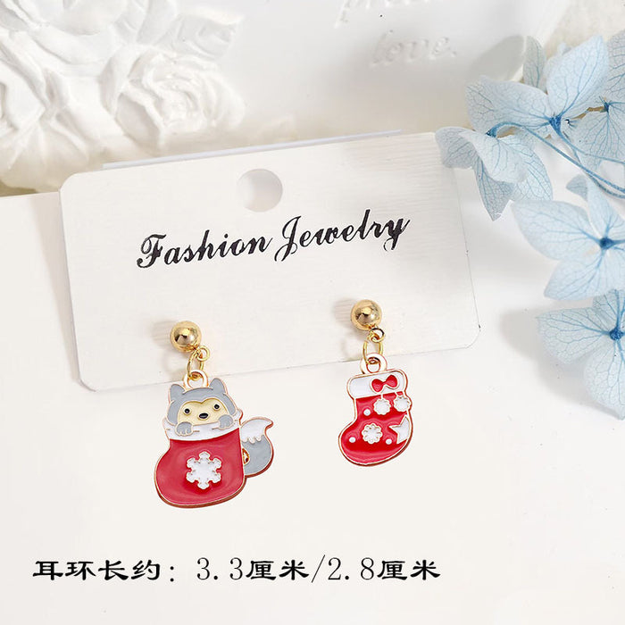 Wholesale Metal Electroplated Christmas Earrings Snowflake Elk Design Chic Fashion Access MOQ≥2 MOQ≥